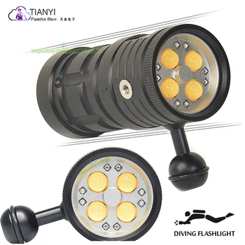 Мощный фонарик для дайвинга, профессиональный заполняющий свет, три источника света, зарядка через USB, водонепроницаемый 80-метровый фонарик высокой мощности